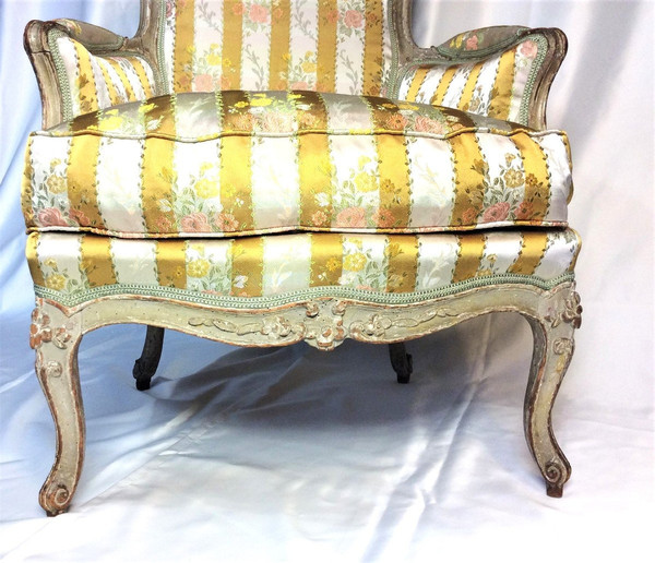 From 06.10 to 30.11 - REMISE de 25\% - Stamped E. Meunier - 18th Century Lacquered Wood Bergère
