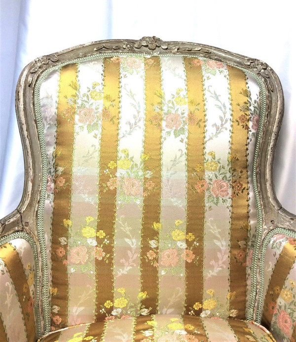 From 06.10 to 30.11 - REMISE de 25\% - Stamped E. Meunier - 18th Century Lacquered Wood Bergère