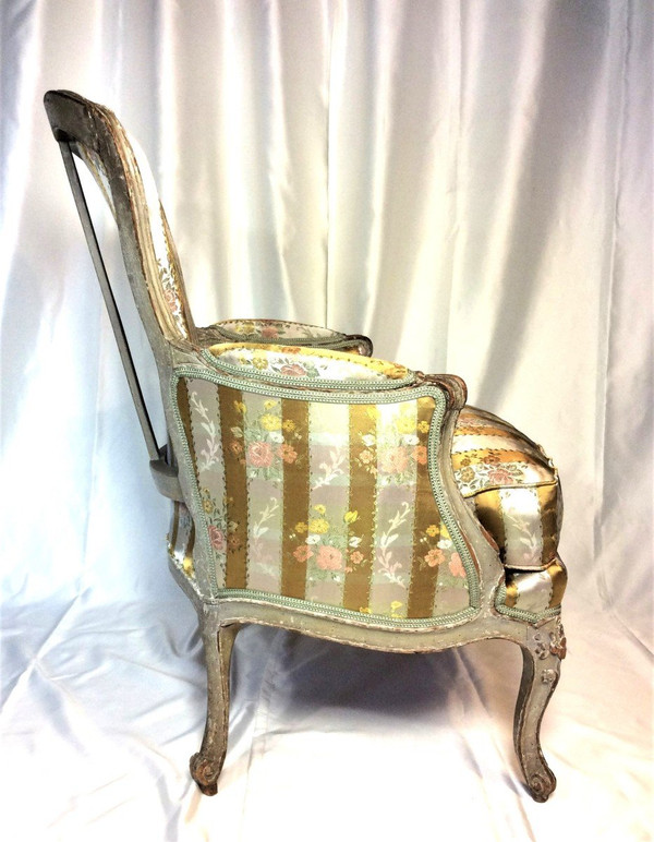 From 06.10 to 30.11 - REMISE de 25\% - Stamped E. Meunier - 18th Century Lacquered Wood Bergère