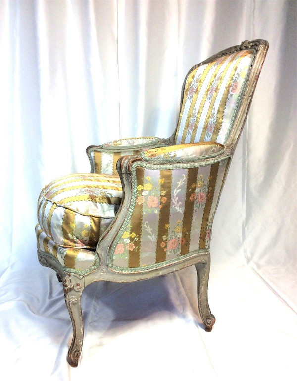 From 06.10 to 30.11 - REMISE de 25\% - Stamped E. Meunier - 18th Century Lacquered Wood Bergère