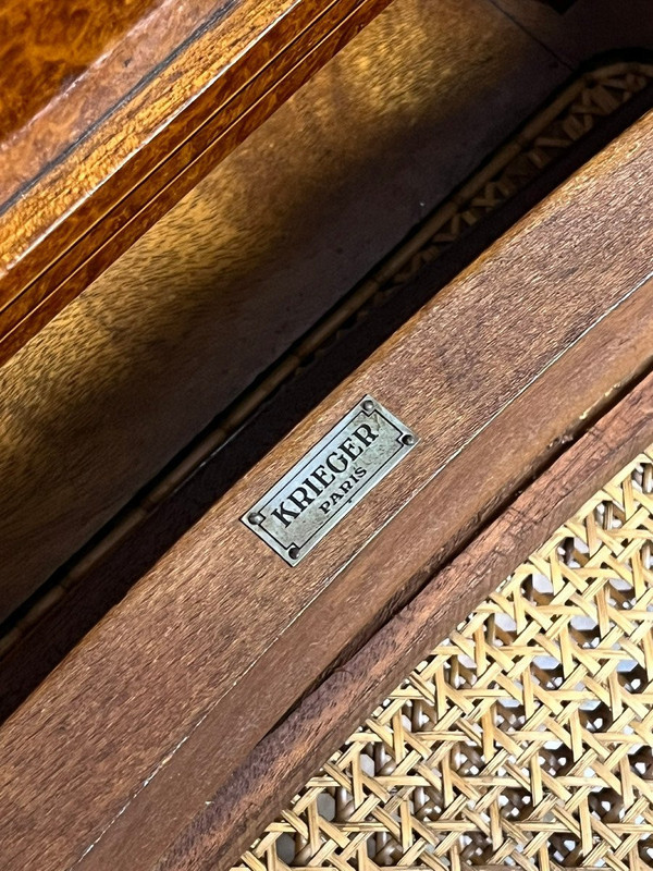Krieger Paris: Superb series of 4 Louis XVI chairs in burl, rosewood and walnut circa 1880