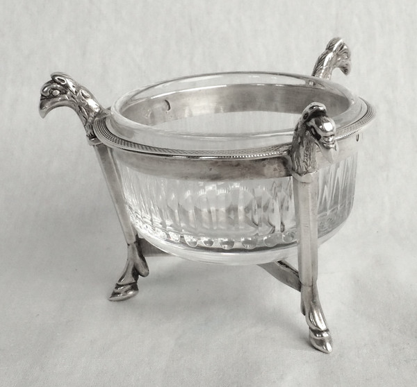 Pair of Empire salt cellars with griffins in solid silver, Coq hallmark - 1798 - 1809