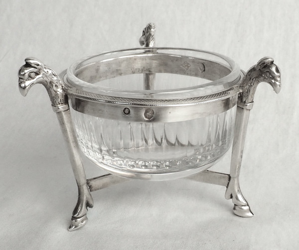 Pair of Empire salt cellars with griffins in solid silver, Coq hallmark - 1798 - 1809