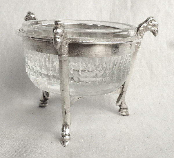 Pair of Empire salt cellars with griffins in solid silver, Coq hallmark - 1798 - 1809