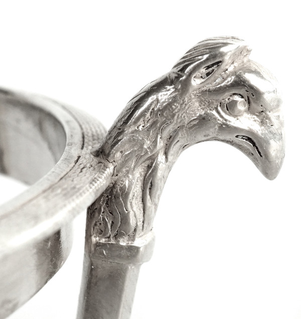 Pair of Empire salt cellars with griffins in solid silver, Coq hallmark - 1798 - 1809