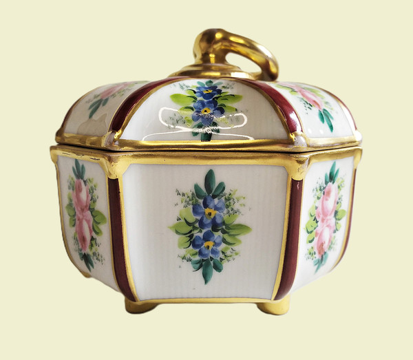 Limoges Hand Painted Porcelain Candy Jewelry Box