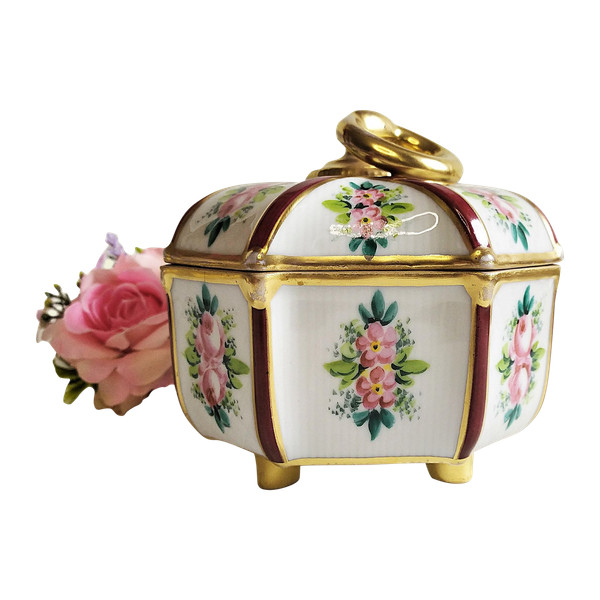 Limoges Hand Painted Porcelain Candy Jewelry Box