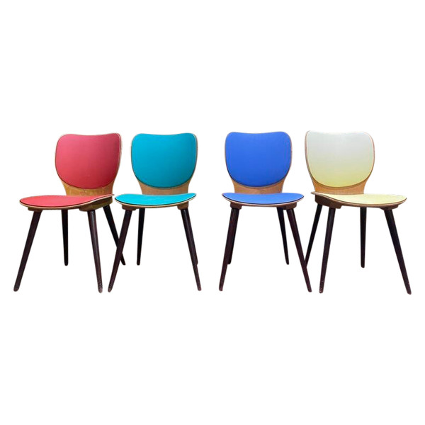 Set of 4 1970 Baumann Max Bill bistro chairs