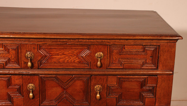 Commode Jacobean En Chêne Du 17° Siècle