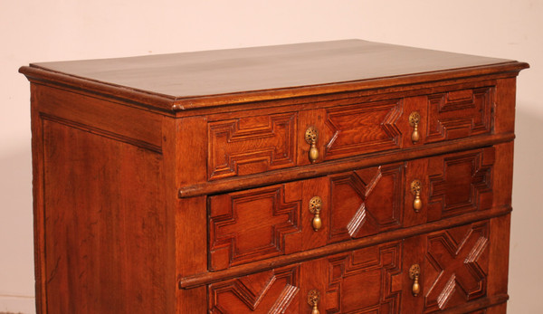 Commode Jacobean En Chêne Du 17° Siècle