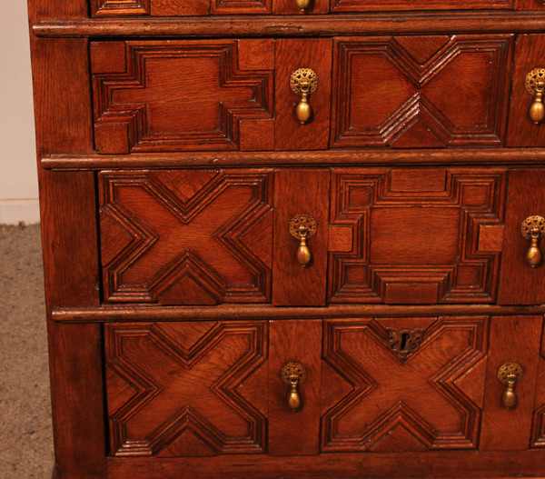 Commode Jacobean En Chêne Du 17° Siècle