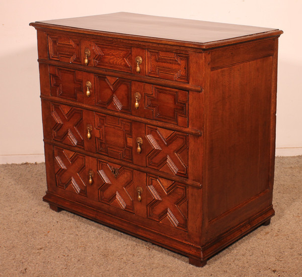 Commode Jacobean En Chêne Du 17° Siècle