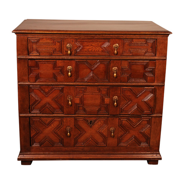 Commode Jacobean En Chêne Du 17° Siècle