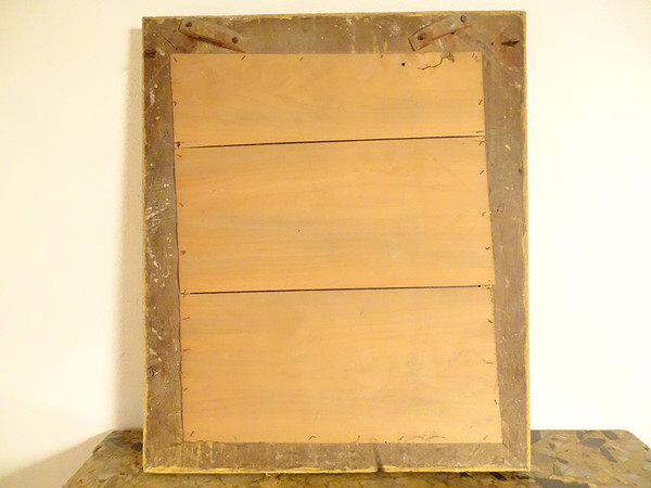Miroir Régence Fronton Bois Sculpté Doré Oiseaux Panier Fleurs Glace XVIIIè