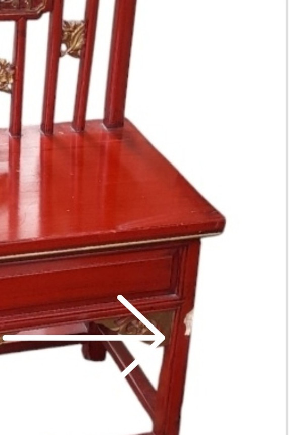 red lacquered wooden low chair China
