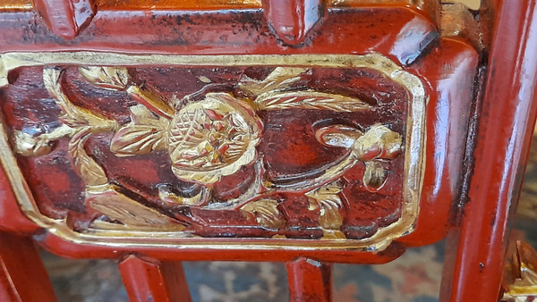red lacquered wooden low chair China