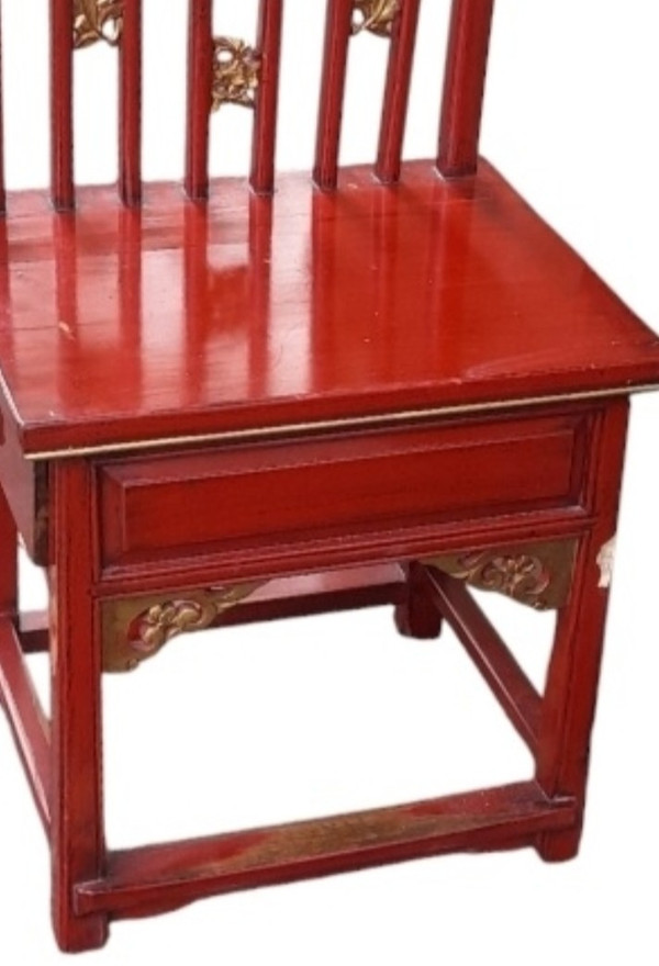red lacquered wooden low chair China