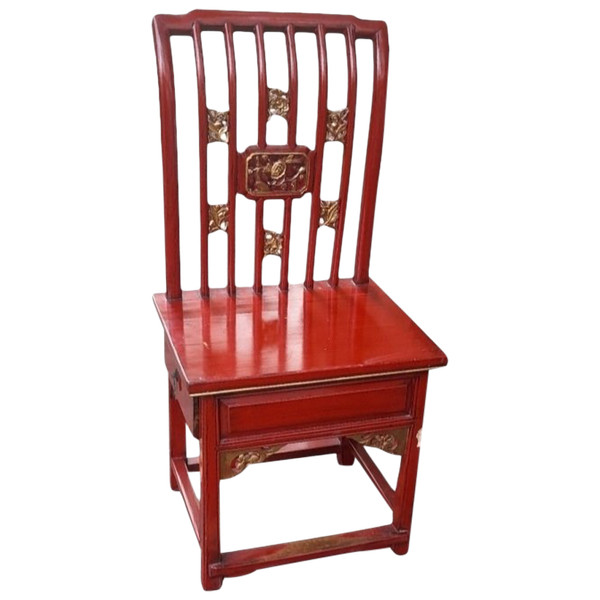 red lacquered wooden low chair China