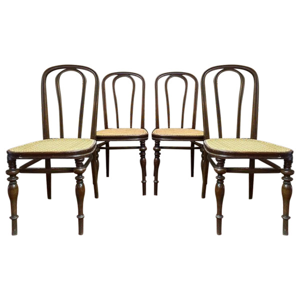 Set di 4 sedie in canna di Jacob & Josef Kohn