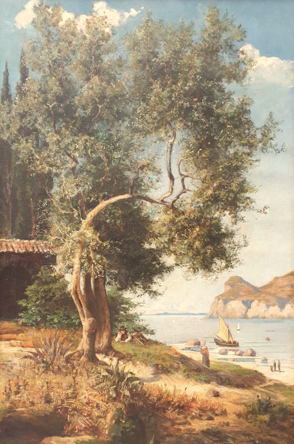 Vincent COURDOUAN (Attributed to) - Lively cove near Toulon