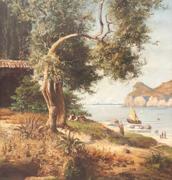 Vincent COURDOUAN (Attributed to) - Lively cove near Toulon