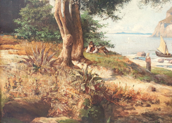Vincent COURDOUAN (Attributed to) - Lively cove near Toulon