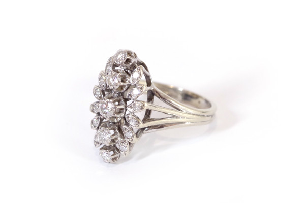 Anello di diamanti marquise in oro 18k, anello di fidanzamento, diamante a taglio brillante, anello vintage