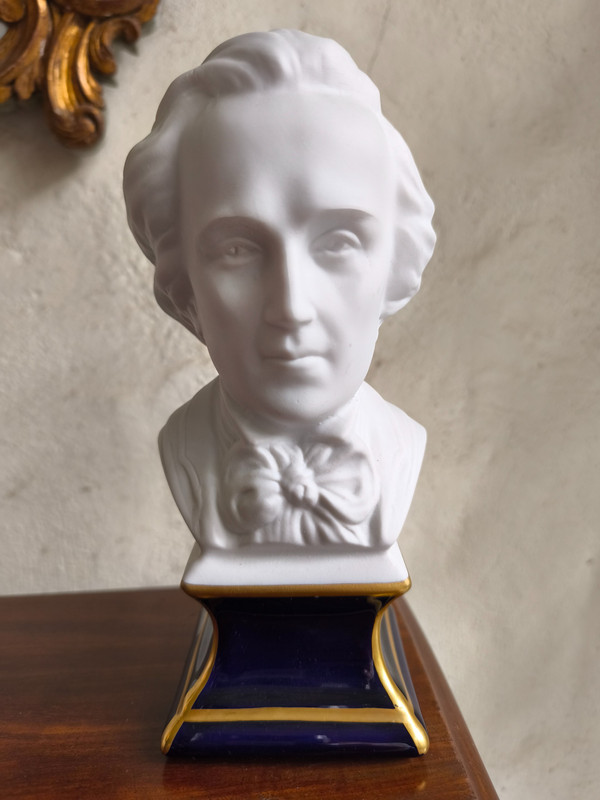Chopin, biscuit porcelain bust signed Tharaud