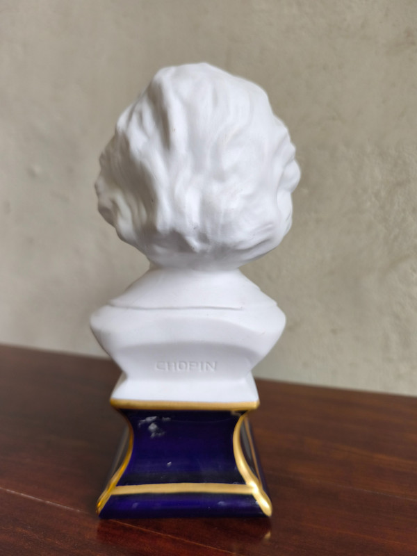 Chopin, biscuit porcelain bust signed Tharaud