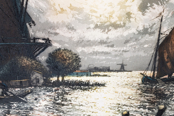 Arsène Chabanian Niederländische Landschafts-Aquatinta-Gravur