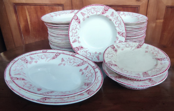 Old Longwy Tableware Service Rambouillet Model 49 ironstone pieces