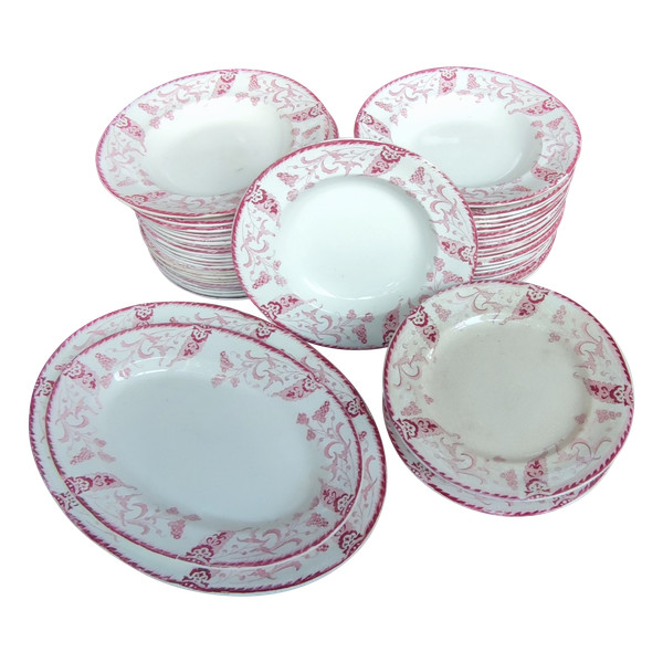 Old Longwy Tableware Service Rambouillet Model 49 ironstone pieces