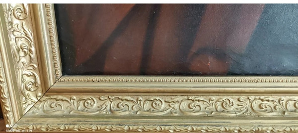 Ancienne Grande peinture religieuse 19 ème siècle