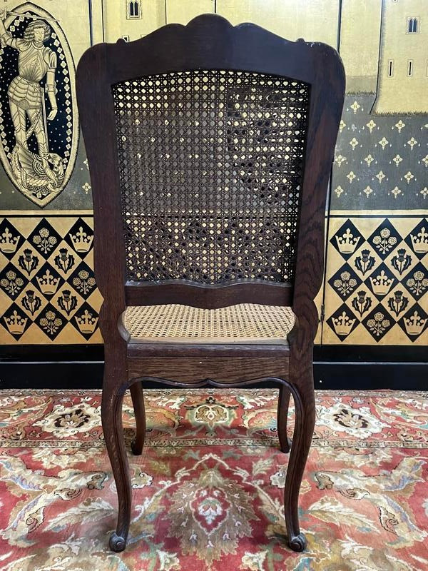 Set aus 6 Rohrgeflechtstühlen im Louis-XV-Stil aus Eiche