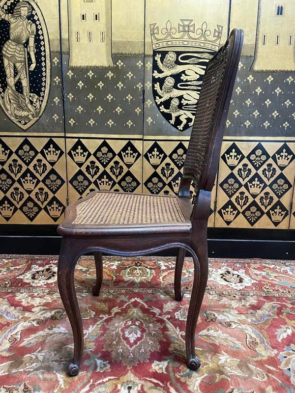 Set aus 6 Rohrgeflechtstühlen im Louis-XV-Stil aus Eiche