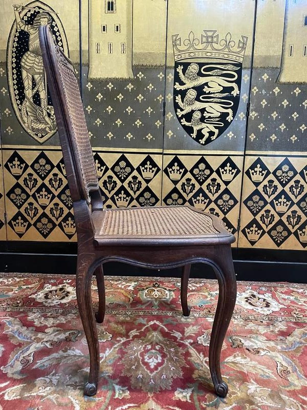 Set aus 6 Rohrgeflechtstühlen im Louis-XV-Stil aus Eiche