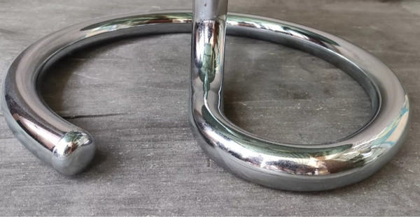 Anaconda Style Round Coffee Table Paul Tuttle Design 1970s Smoked Glass Chrome