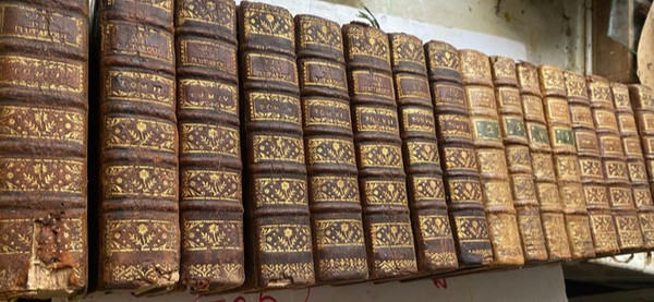 Set of 16 18th century bindings containing History of Louis XIII Sermons of Cochin and men Ill.