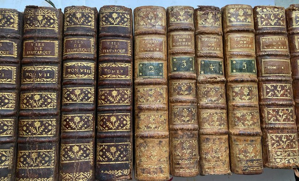 Set of 16 18th century bindings containing History of Louis XIII Sermons of Cochin and men Ill.