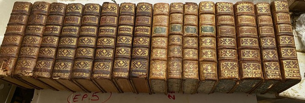 Set of 16 18th century bindings containing History of Louis XIII Sermons of Cochin and men Ill.