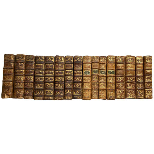 Set of 16 18th century bindings containing History of Louis XIII Sermons of Cochin and men Ill.