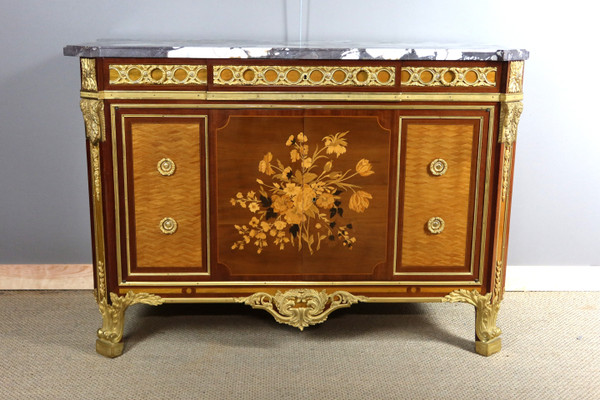 Buffet intarsiato in stile Luigi XV-Luigi XVI di transizione