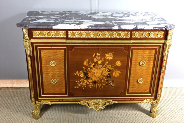Buffet intarsiato in stile Luigi XV-Luigi XVI di transizione