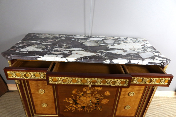 Buffet intarsiato in stile Luigi XV-Luigi XVI di transizione