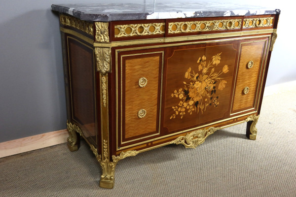 Buffet intarsiato in stile Luigi XV-Luigi XVI di transizione