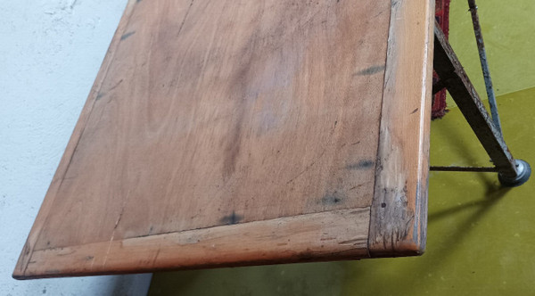 Large industrial metal and beech table