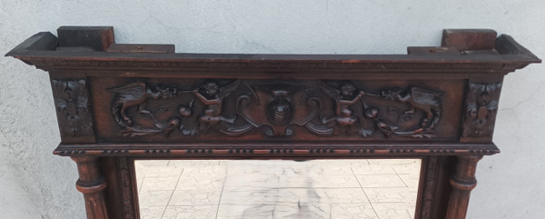 19th century Renaissance oak mirror