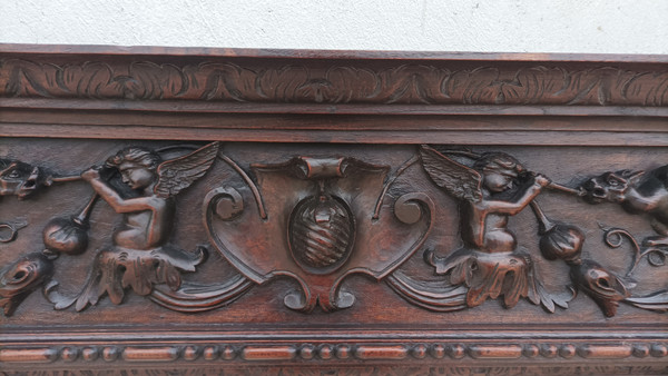 19th century Renaissance oak mirror