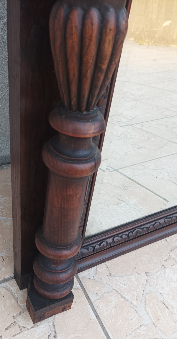 19th century Renaissance oak mirror