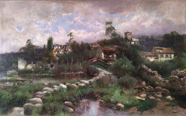 Antonio Gomar Y Gomar Landschaft in Andalusien Ölgemälde auf Leinwand 19